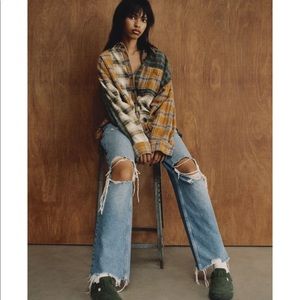 • uo high waisted distressed baggy jeans •